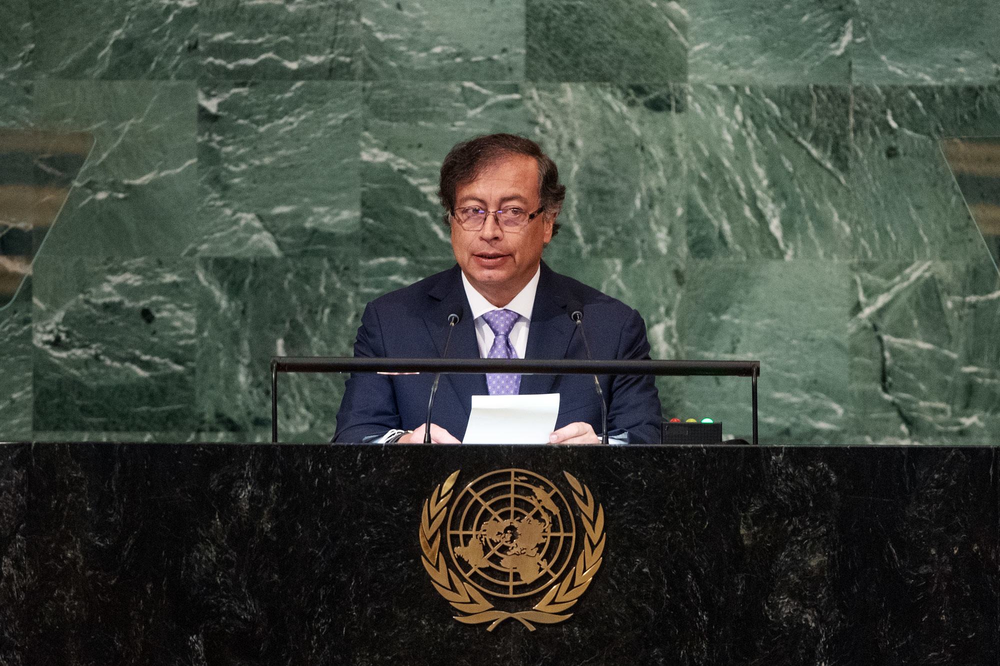 President Gustavo Petro Urrego of Colombia addresses the general debate of the UN General Assembly’s 77th session.